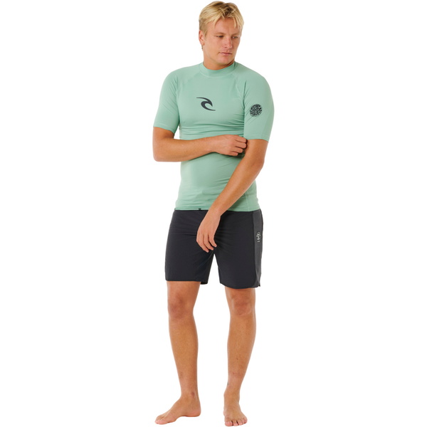 2026 Rip Curl Mens Waves UPF Performance Short Sleeve Rash Vest 16MMRV - Aloe